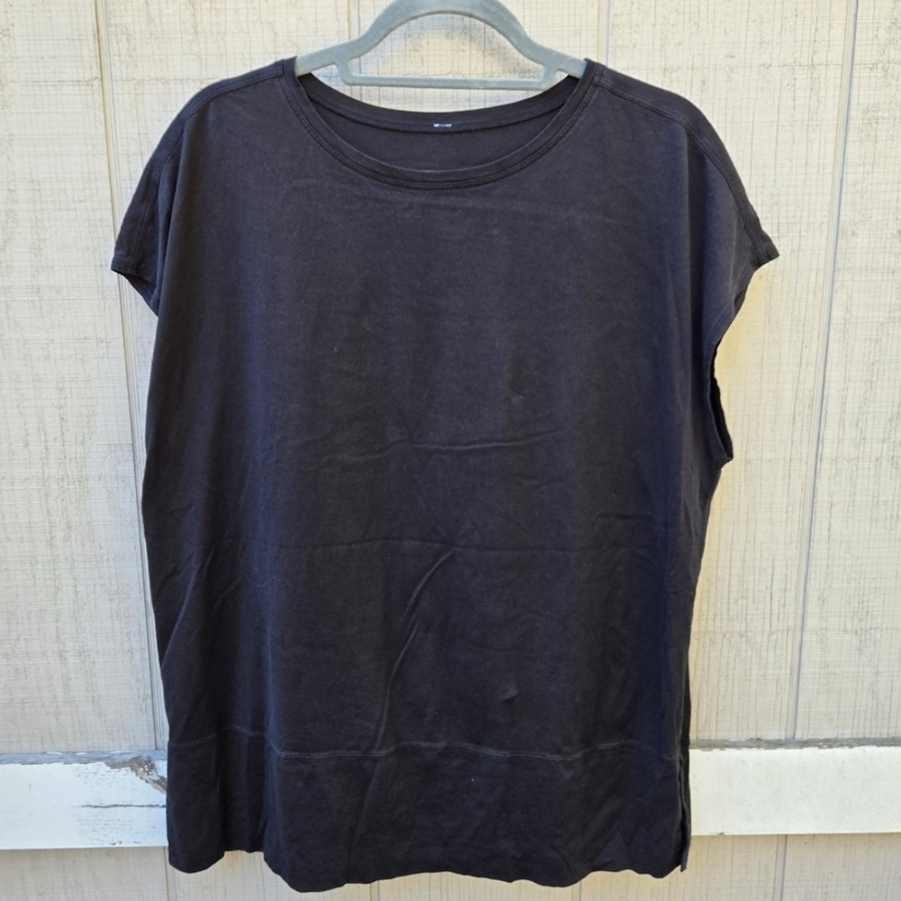Lululemon Washed Black Sleeveless Muscle Tee Athletic Workout Tank Top Large